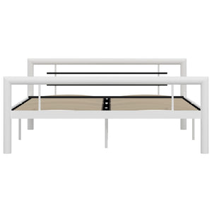 vidaXL Bed Frame White and Black Metal 160×200 cm