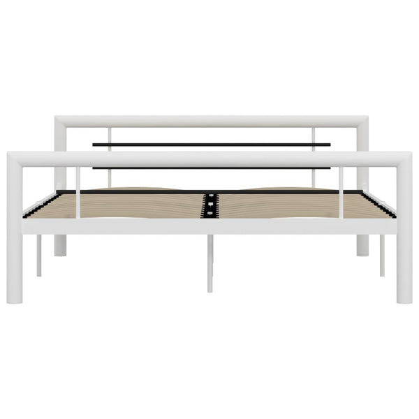 vidaXL Bed Frame White and Black Metal 160×200 cm