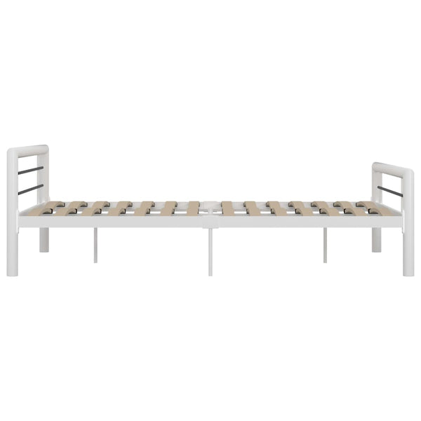 vidaXL Bed Frame White and Black Metal 160×200 cm