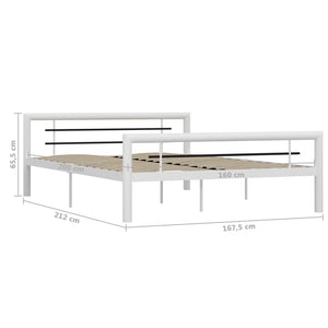 vidaXL Bed Frame White and Black Metal 160×200 cm