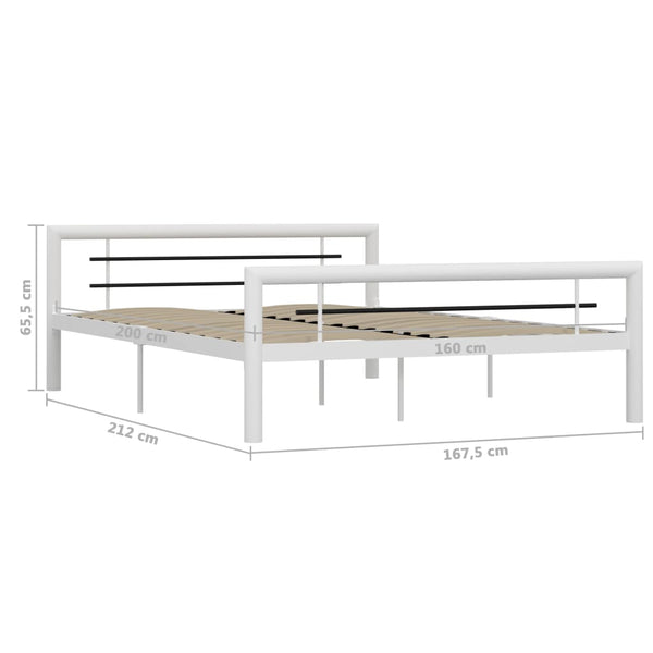 vidaXL Bed Frame White and Black Metal 160×200 cm