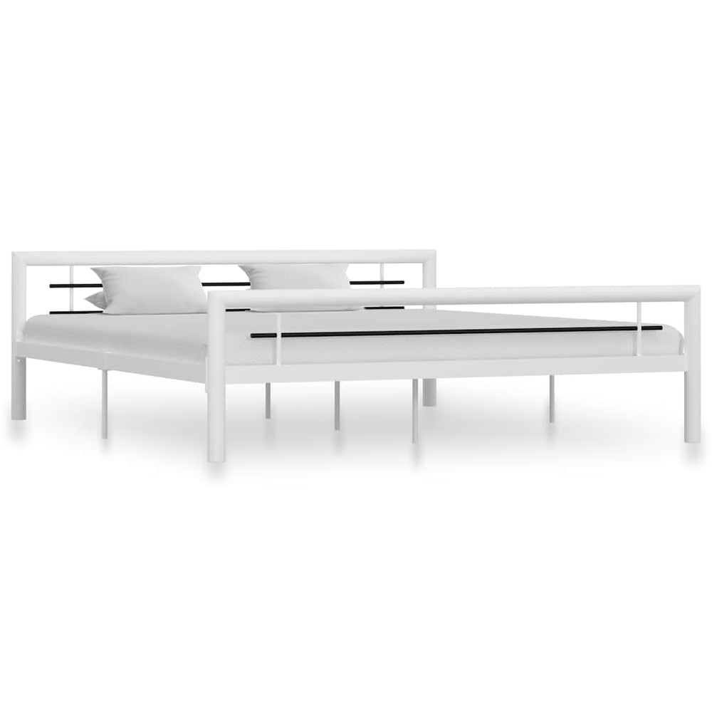 vidaXL Bed Frame White and Black Metal 180x200 cm