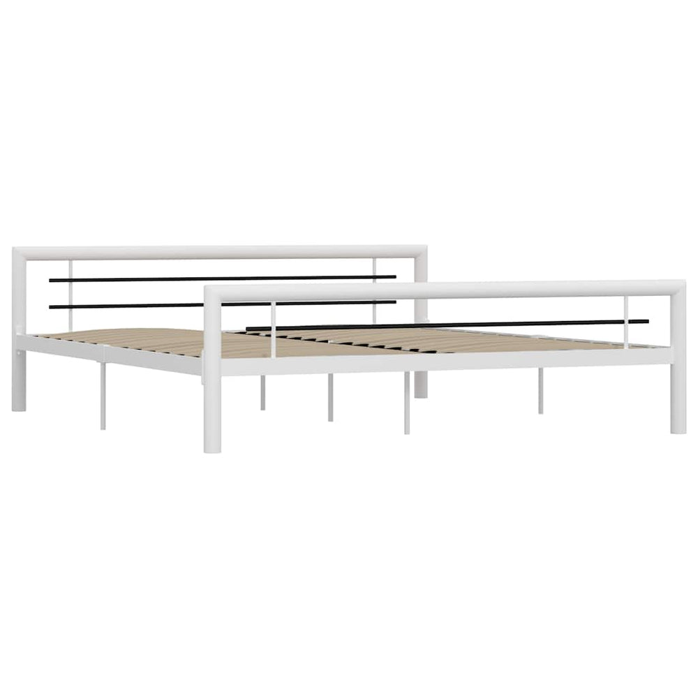vidaXL Bed Frame White and Black Metal 180x200 cm