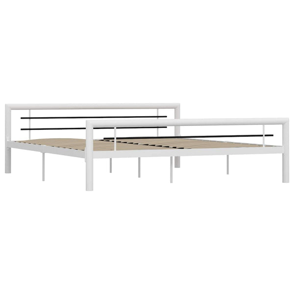vidaXL Bed Frame White and Black Metal 180x200 cm