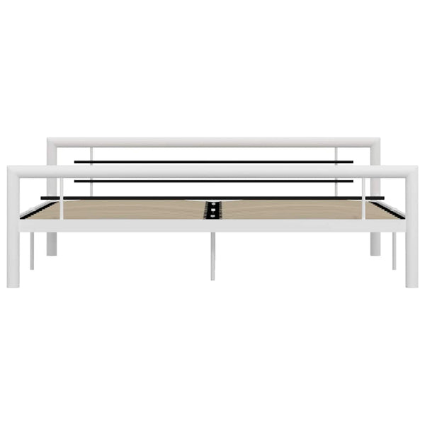 vidaXL Bed Frame White and Black Metal 180x200 cm