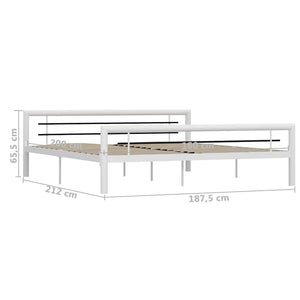 vidaXL Bed Frame White and Black Metal 180x200 cm