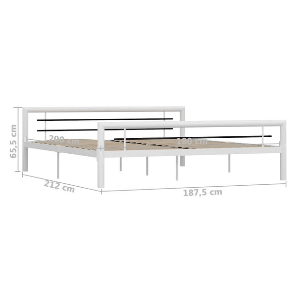 vidaXL Bed Frame White and Black Metal 180x200 cm