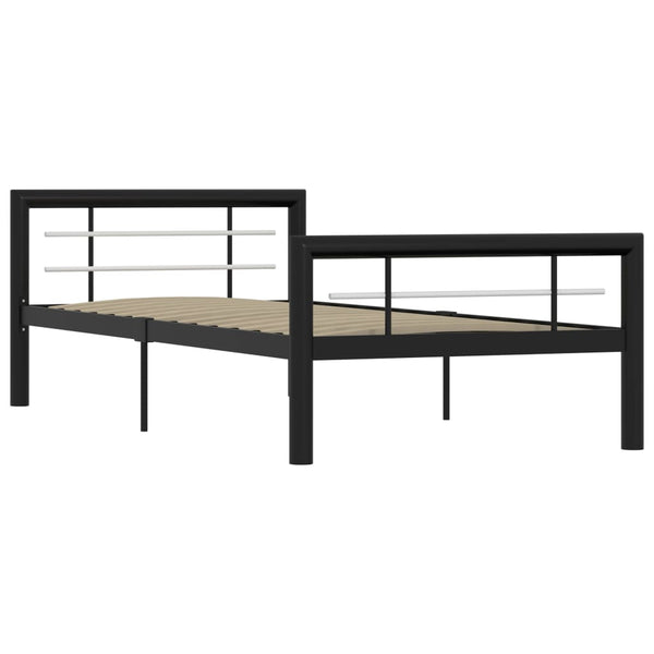 vidaXL Bed Frame Black and White Metal 90x200 cm