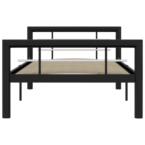 vidaXL Bed Frame Black and White Metal 90x200 cm