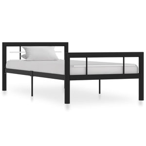 vidaXL Bed Frame Black and White Metal 100 x 200 cm