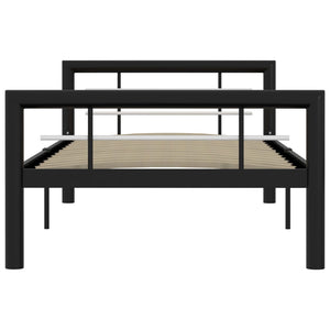 vidaXL Bed Frame Black and White Metal 100 x 200 cm