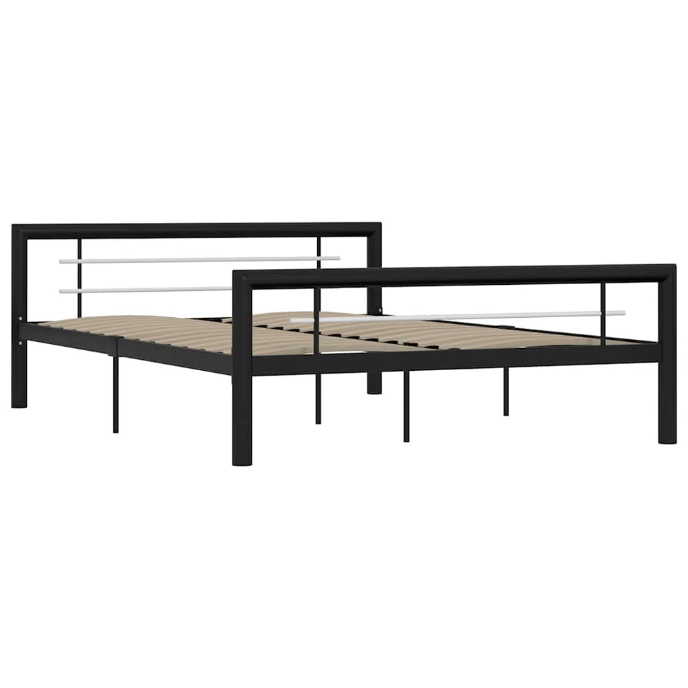 vidaXL Bed Frame Black and White Metal 140x200 cm
