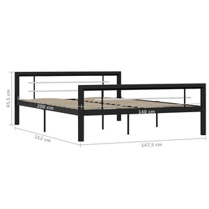 vidaXL Bed Frame Black and White Metal 140x200 cm