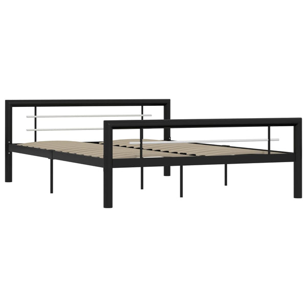 vidaXL Bed Frame Black and White Metal 160x200 cm