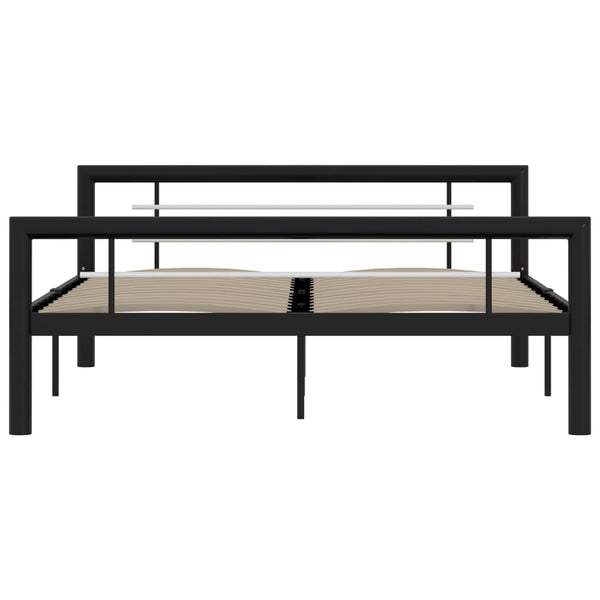 vidaXL Bed Frame Black and White Metal 160x200 cm