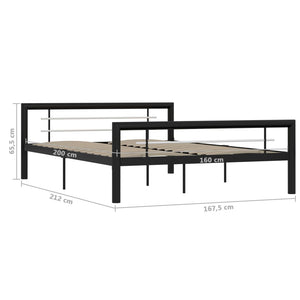 vidaXL Bed Frame Black and White Metal 160x200 cm
