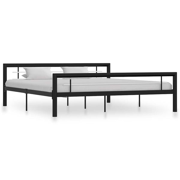 vidaXL Bed Frame Black and White Metal 180x200 cm