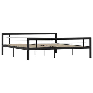 vidaXL Bed Frame Black and White Metal 180x200 cm
