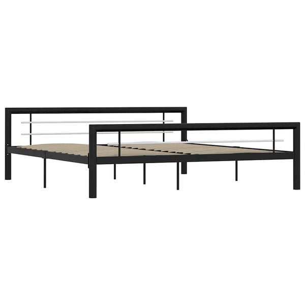 vidaXL Bed Frame Black and White Metal 180x200 cm