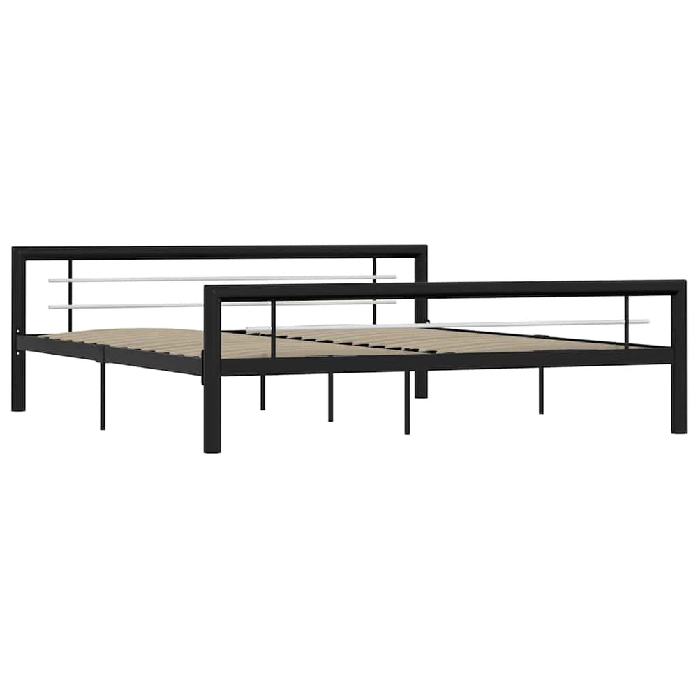 vidaXL Bed Frame Black and White Metal 180x200 cm