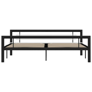 vidaXL Bed Frame Black and White Metal 180x200 cm