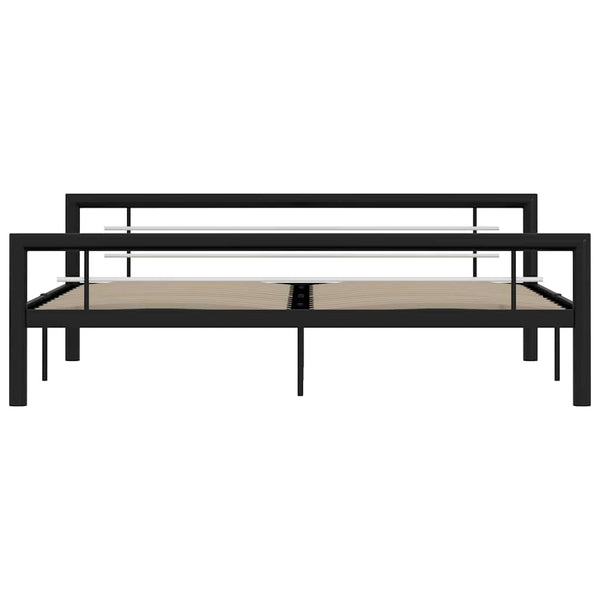 vidaXL Bed Frame Black and White Metal 180x200 cm