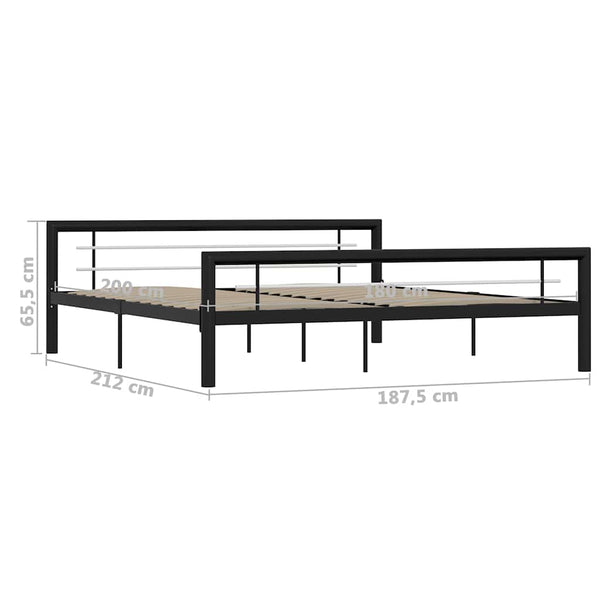 vidaXL Bed Frame Black and White Metal 180x200 cm