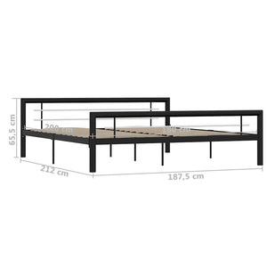 vidaXL Bed Frame Black and White Metal 180x200 cm