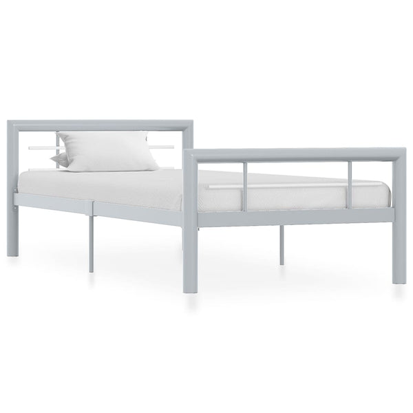 vidaXL Bed Frame Gray and White Metal 90x200 cm