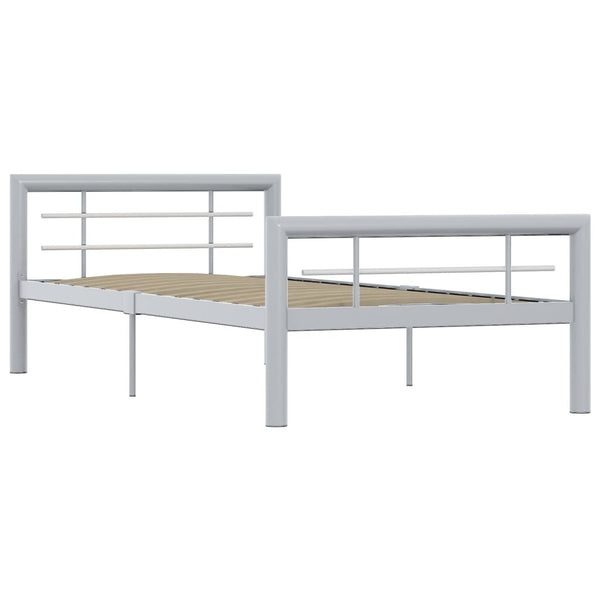 vidaXL Bed Frame Gray and White Metal 90x200 cm