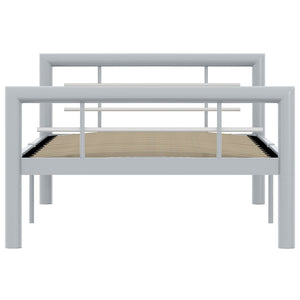 vidaXL Bed Frame Gray and White Metal 90x200 cm