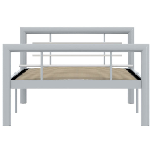 vidaXL Bed Frame Gray and White Metal 90x200 cm