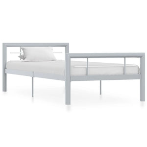 vidaXL Bed Frame Grey and White Metal 100 x 200 cm