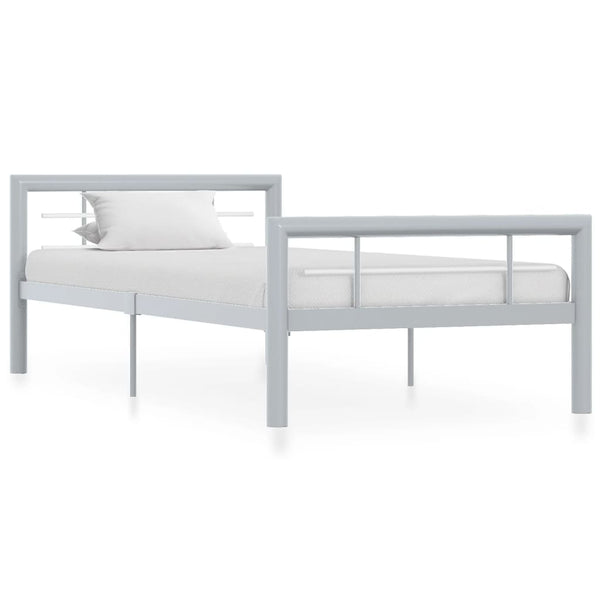 vidaXL Bed Frame Grey and White Metal 100 x 200 cm