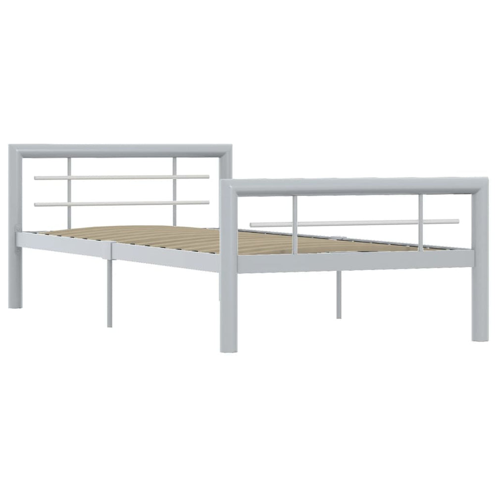vidaXL Bed Frame Grey and White Metal 100 x 200 cm