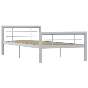 vidaXL Bed Frame Grey and White Metal 100 x 200 cm