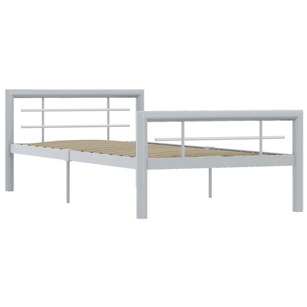 vidaXL Bed Frame Grey and White Metal 100 x 200 cm