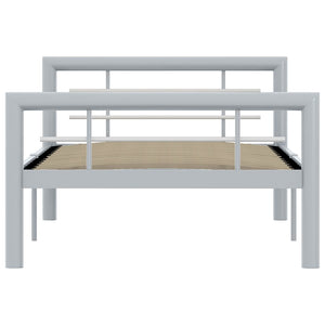 vidaXL Bed Frame Grey and White Metal 100 x 200 cm