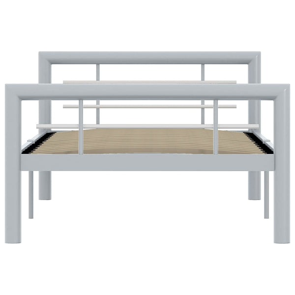 vidaXL Bed Frame Grey and White Metal 100 x 200 cm