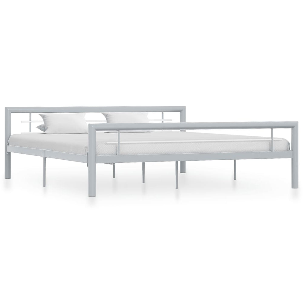 vidaXL Bed Frame Grey and White Metal 180 x 200 cm