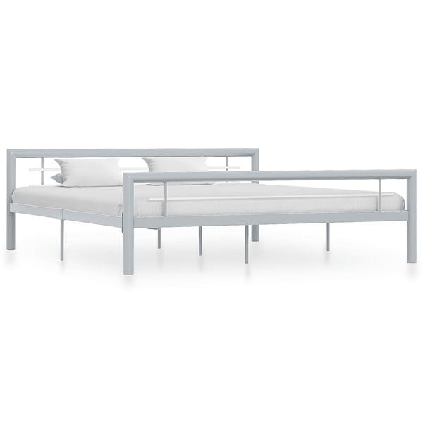 vidaXL Bed Frame Grey and White Metal 180 x 200 cm