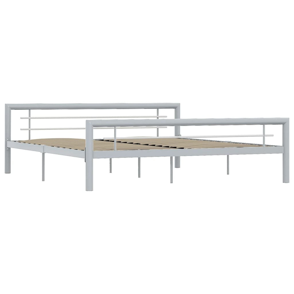 vidaXL Bed Frame Grey and White Metal 180 x 200 cm