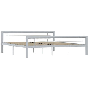 vidaXL Bed Frame Grey and White Metal 180 x 200 cm