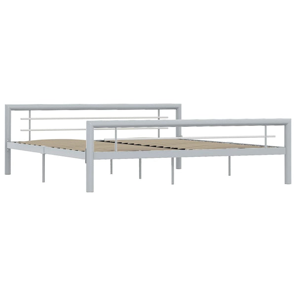 vidaXL Bed Frame Grey and White Metal 180 x 200 cm