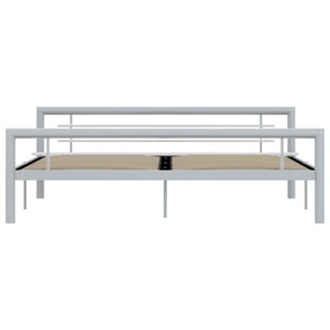 vidaXL Bed Frame Grey and White Metal 180 x 200 cm