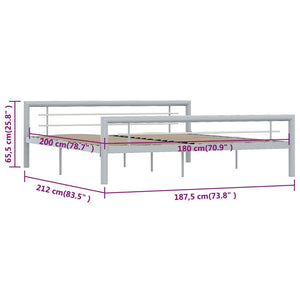 vidaXL Bed Frame Grey and White Metal 180 x 200 cm