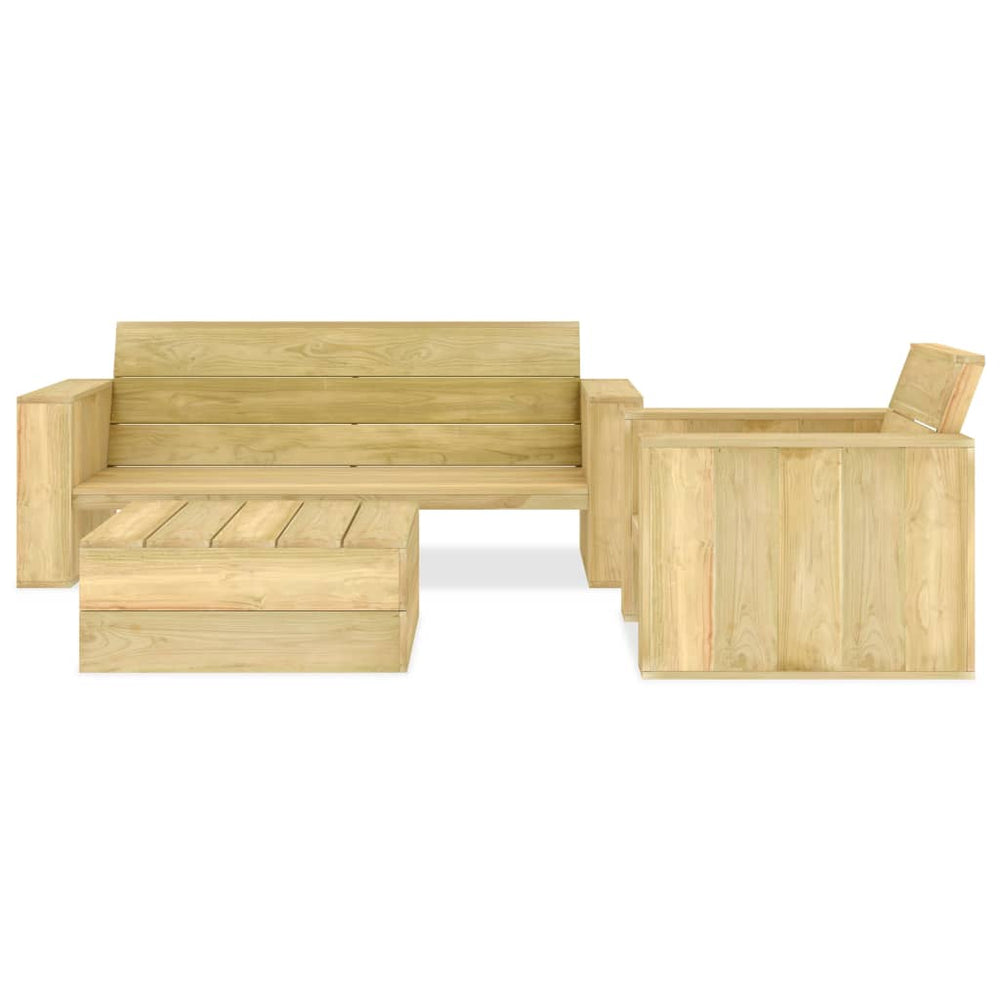 vidaXL 3-Piece Garden Lounge Set Impregnated Pinewood