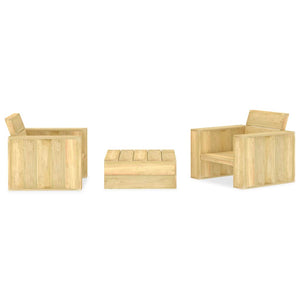 vidaXL 3-Piece Garden Lounge Set Impregnated Pinewood
