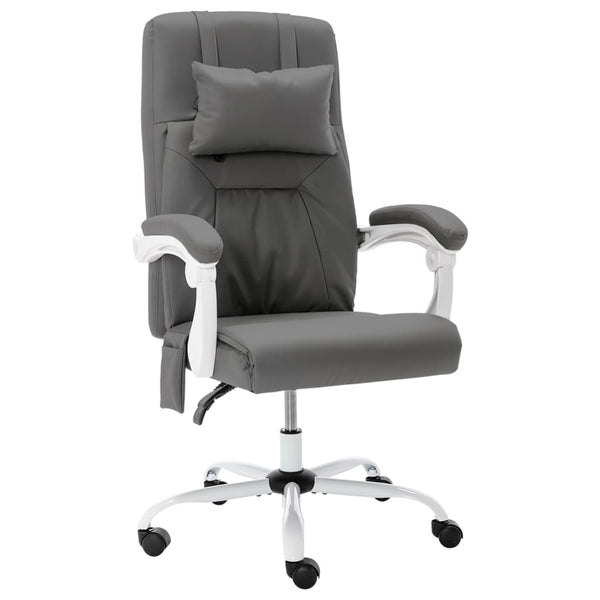 vidaXL Massage Office Chair Grey Faux Leather