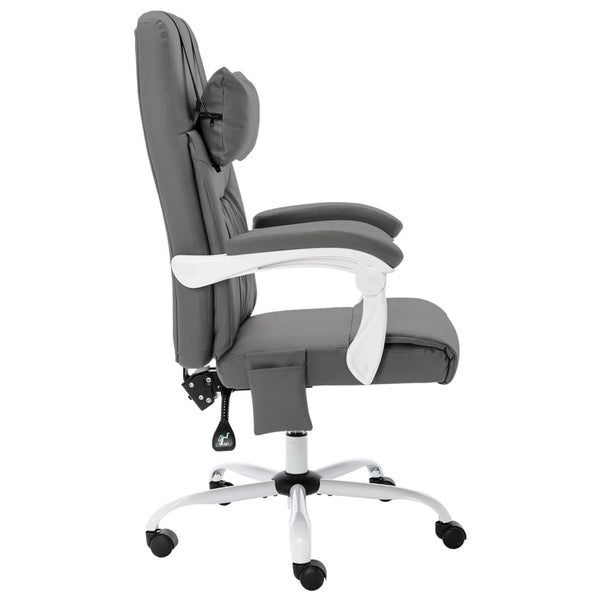 vidaXL Massage Office Chair Grey Faux Leather